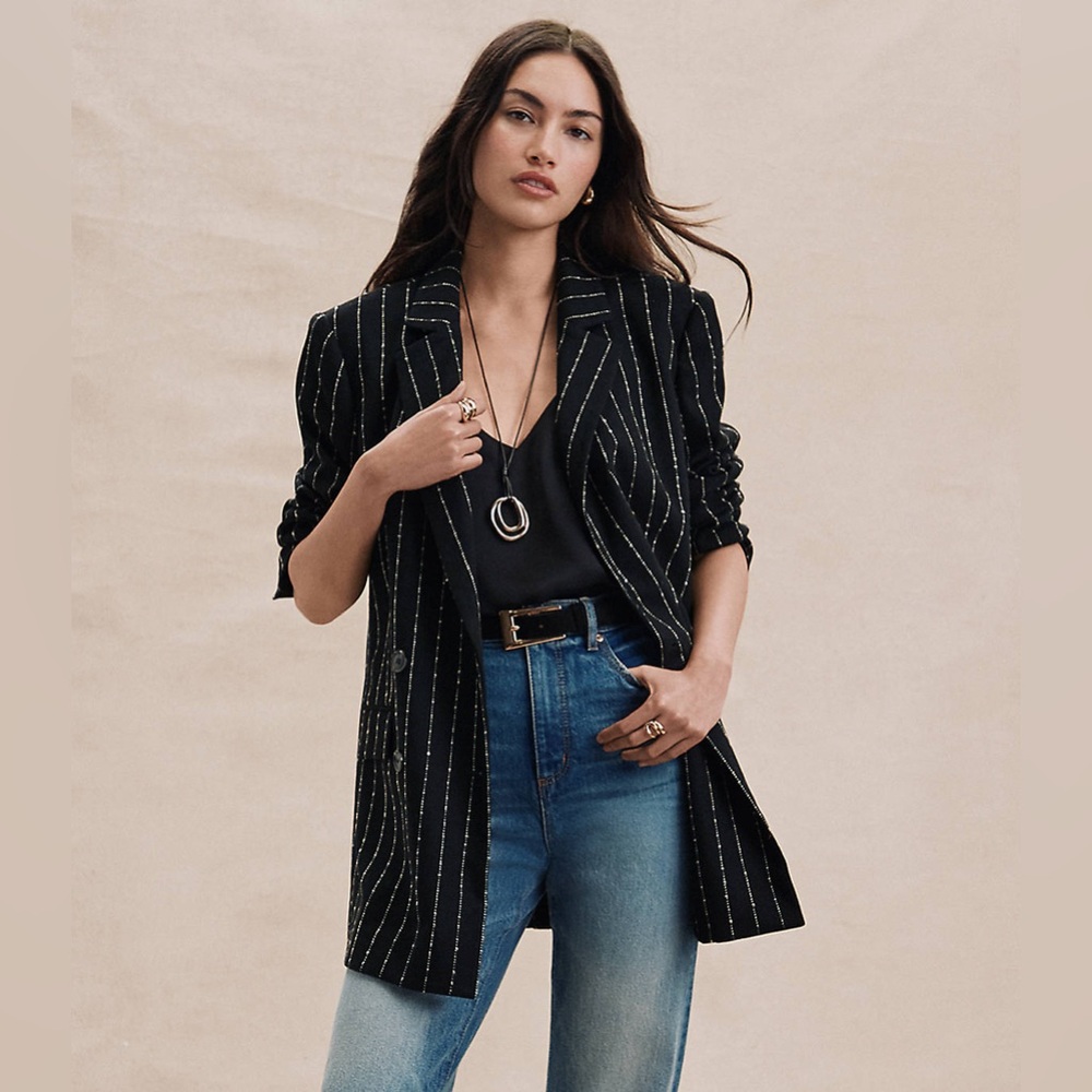NWT Brushed Pinstripe Tailored Double Breasted Women’s Blazer